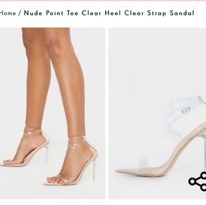 PrettyLittleThing Nude Point Clear Strappy Heels